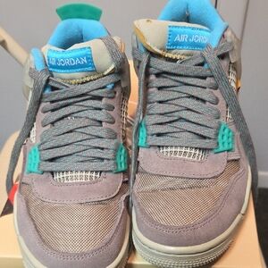 AirJordan 4 Retro SP Sneakers in Gray with Turquoise Highlights With Box Worn 5x